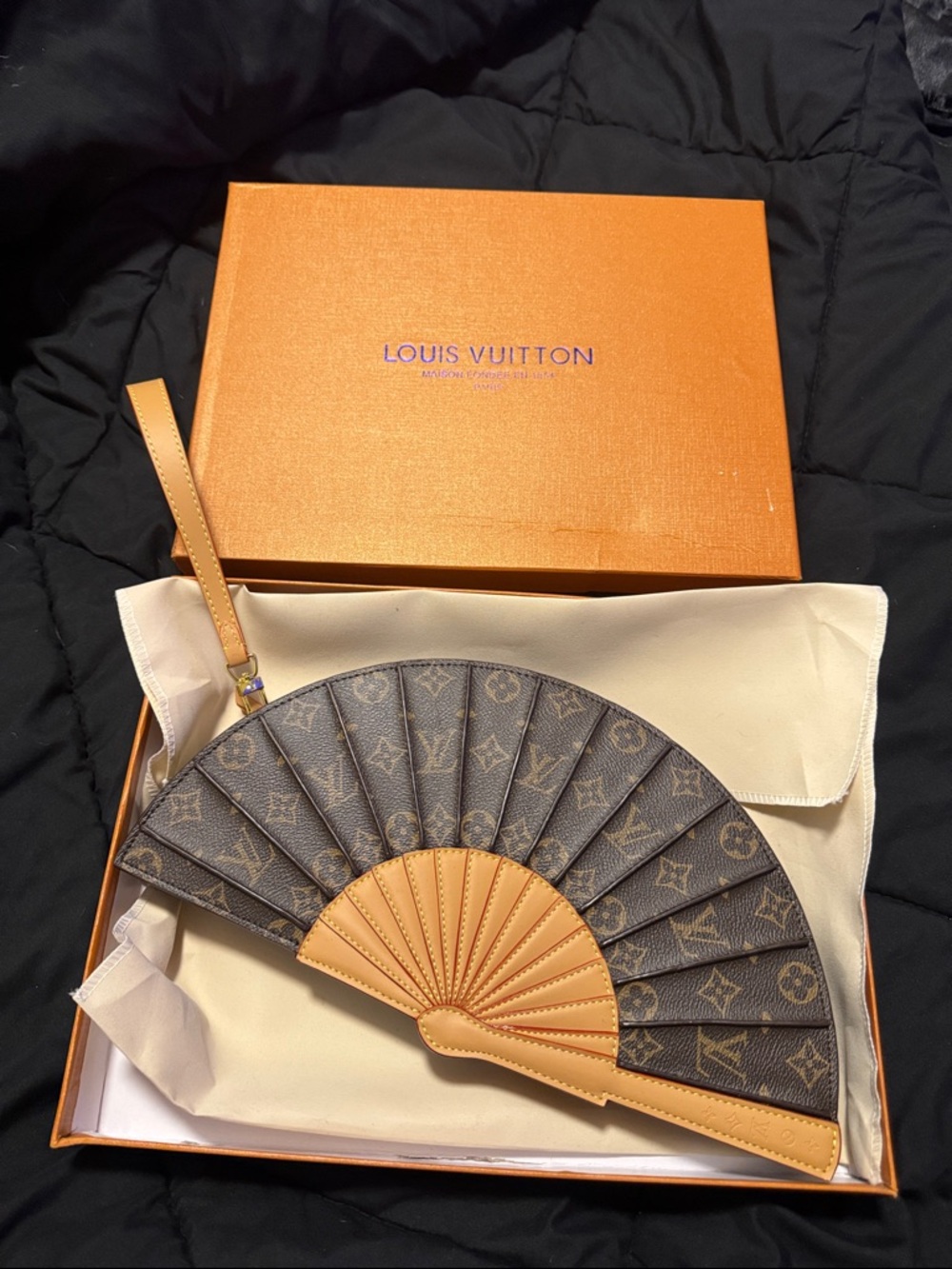 Louis Vuitton Monogram Fan Wristlet in Monogram Canvas and Tan Leather